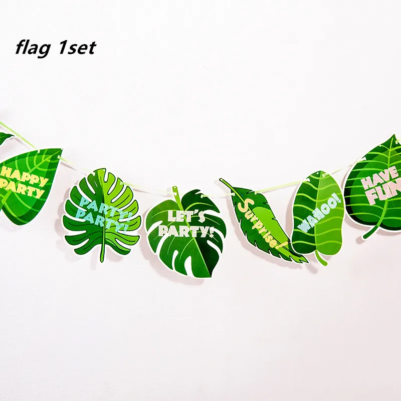 1set flag Гавайская летняя одноразовая посуда для дня рождения Фламинго Пальмовые Листья бумажная салфетка под тарелку кружку тропические Свадебные вечерние мероприятия - Цвет: 1set flag