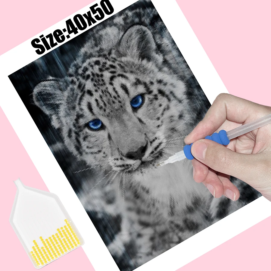 Камни в форме ромба дрель алмазного живопись 5D DIY Алмазная вышивка снежного барса