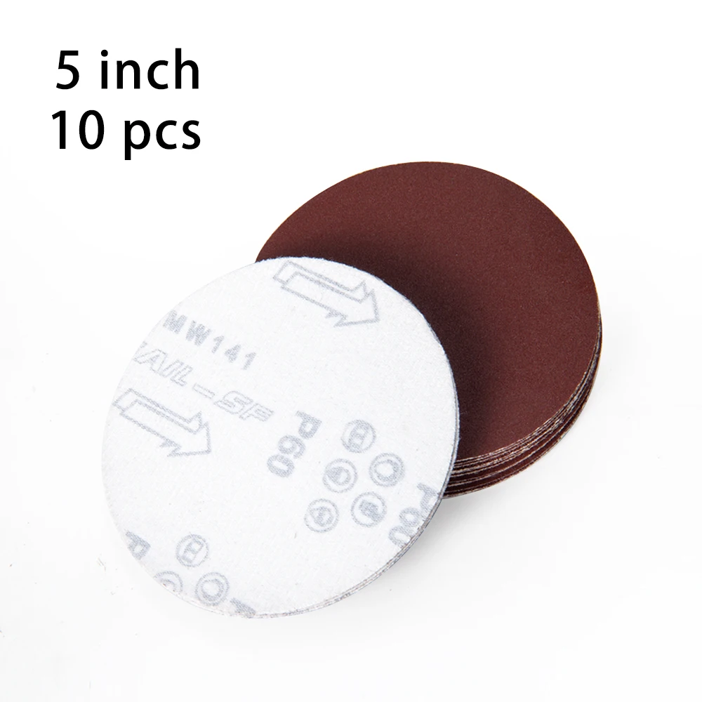 

10pcs 5 Inch 125mm Round Shape Sanding Discs Hook Loop Paper Sheets Sander Polishing Sandpaper Pad Polish Buffing Woodworking