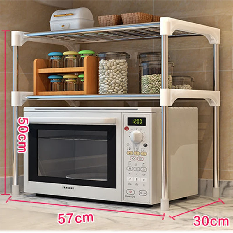 

Многофункциональная Регулируемая многофункциональная полка для микроволновой печи из нержавеющей стали, стойка, двойные кухонные держате...
