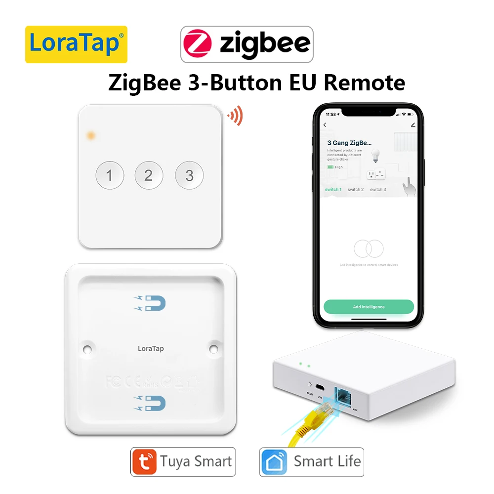 LoraTap ZigBee 3 0 беспроводной пульт дистанционного управления с кнопками решение
