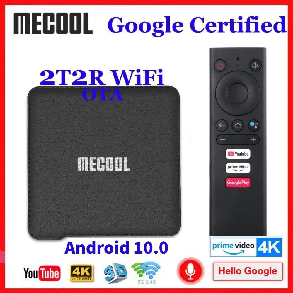 ТВ приставка Mecool KM1 медиа плеер на Android 10 0 сертификат Google Amlogic S905X3 ATV 2T2R Wi