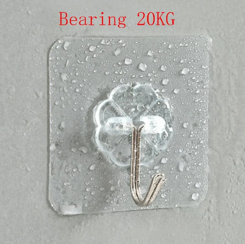 

Bearing 20KG Nano Magic Seamless Bathroom Hook Nail-free Creative Strong Glue Transparent Matte Seamless Wall Kitchen Hook