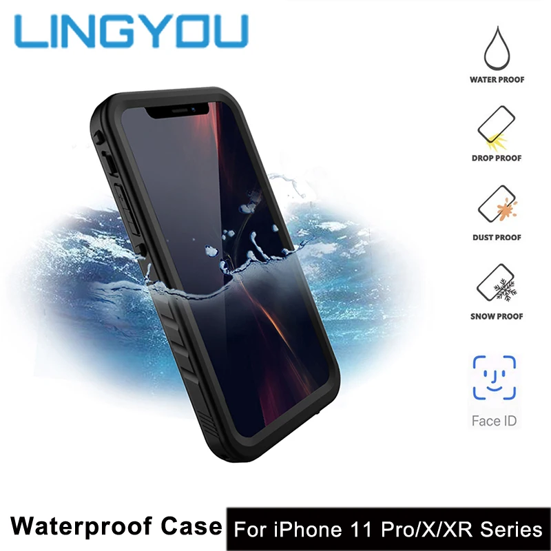 Водонепроницаемый чехол LINGYOU для iPhone 12 11 Pro Max X XR XS 360 градусов полная защита