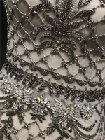 2021 Newest High Quality Real Sample Luxuriou Gray Mermaid with Shawl Heavy Beading V-neck Floor-Length Prom Evening Dress