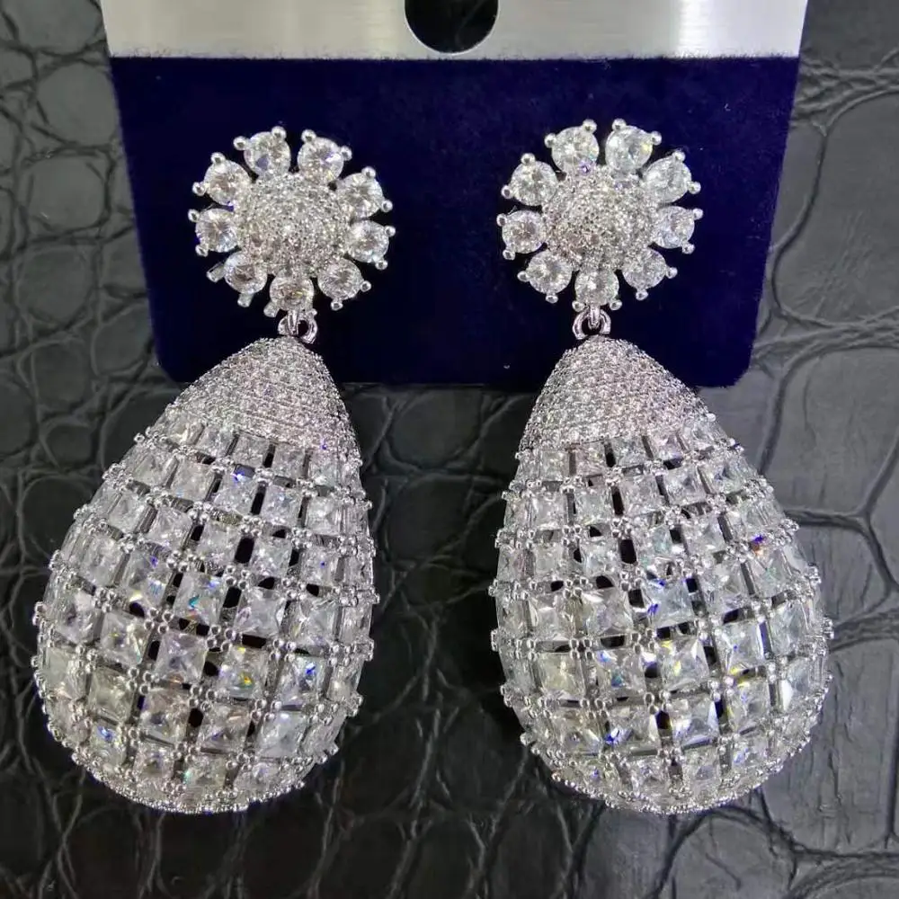 Женские серьги подвески в форме капли с фианитом|Серьги-подвески| |