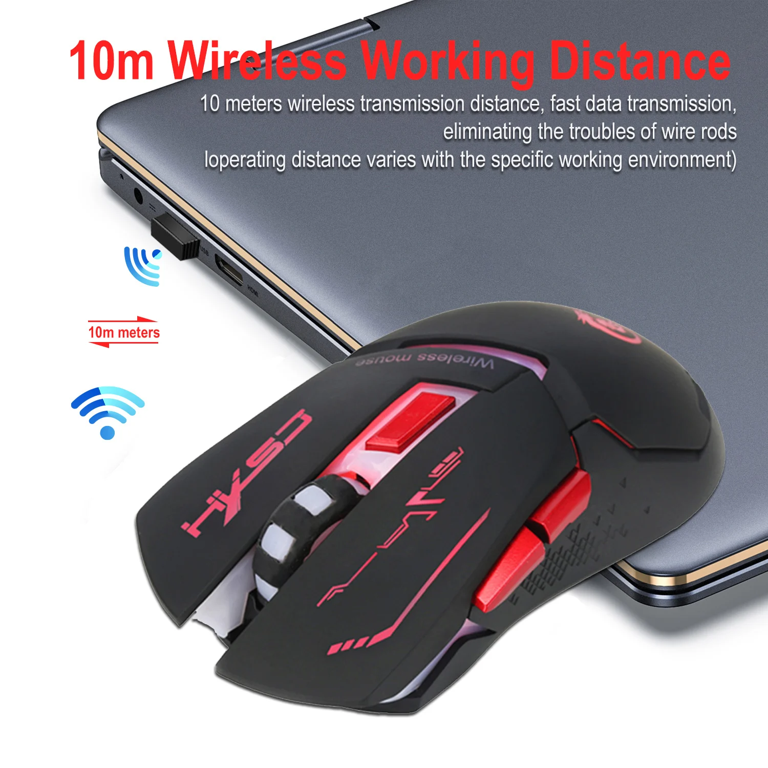 hxsj 2400dpi rechargeable wireless gaming mouse 7 color backlight breathing comfort gamer mice for computer desktop laptop free global shipping