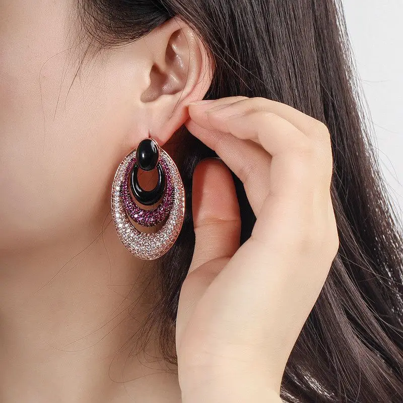 

New Multi Colorful Cubic Zirconia Dangle Earrings For Women multi color stone Long Drop Earrings Jewelry Female Fashion Earring