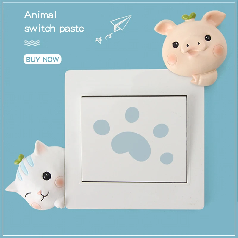 3D световые наклейки на выключатель из смолы стену с милыми мультяшными животными