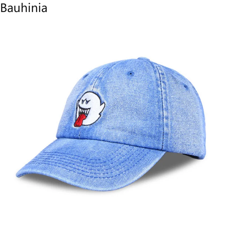 

Buahinia модные хлопковые шляпы для папы хип-хоп изогнутые бейсболки с ремешком для мужчин и женщин с рисунком Призрака и вышивкой