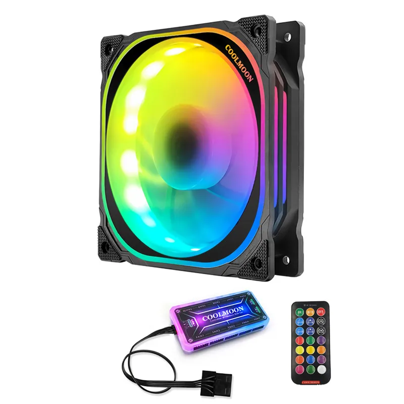 Coolmoon Вентилятор охлаждения 12 см RGB чехол для компьютера охлаждающий вентилятор