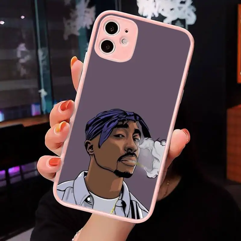

2PAC CARTOON Phone Case Matte transparent For Pink iPhone 12 Mini 11 Pro XR XS Max 7 8 Plus X Back Cover