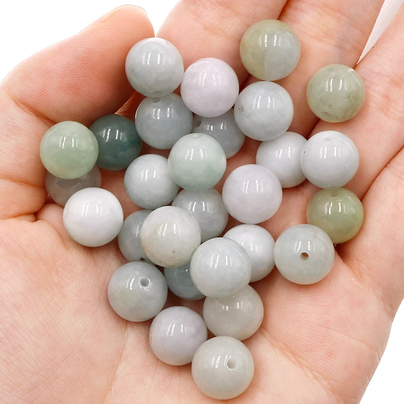 

Natural Burma jade 10mm loose beads smooth round needlework charm stone Bead For Jewelry Making DIY women Bracelet Necklace