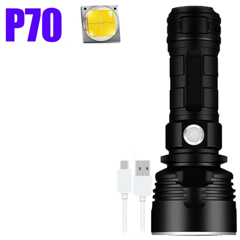 Ультраяркий фонарик XHP70, супер мощный фонарик, Женский тактический фонарь с USB-зарядкой, водонепроницаемый фонарь для кемпинга