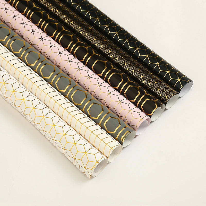 Papel recubierto de 100g, estampado dorado de lujo, para envolver regalos, caja de regalo para fiesta de cumplea&ntilde;os y boda, decoraci&oacute;n-2