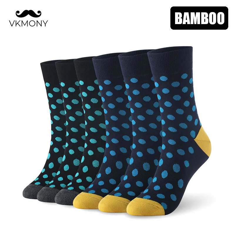 

Мужские носки из бамбукового волокна в горошек, мужские носки 6 пар/лот, британские Размеры 7-11, европейские размеры 40-46 1005 VKMONY
