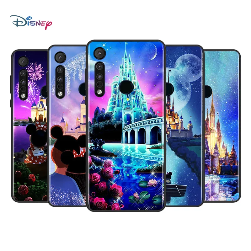 

Disney Cartoon Disneyland Park Castle For Motorola G9 G8 G Power One Fusion Edge E6 Plus Play Lite TPU Silicone Black Phone Case