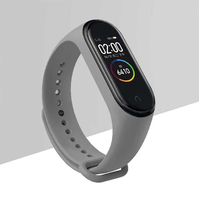 grey Топ mi Band 3/4 ремешок силиконовый ремешок браслет аксессуары для Xiaomi mi Band 3/4 Smart - Цвет: grey