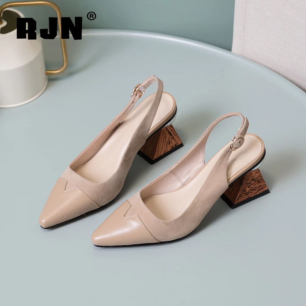 Женские босоножки из натуральной кожи RJN Простые сандалии в странном стиле