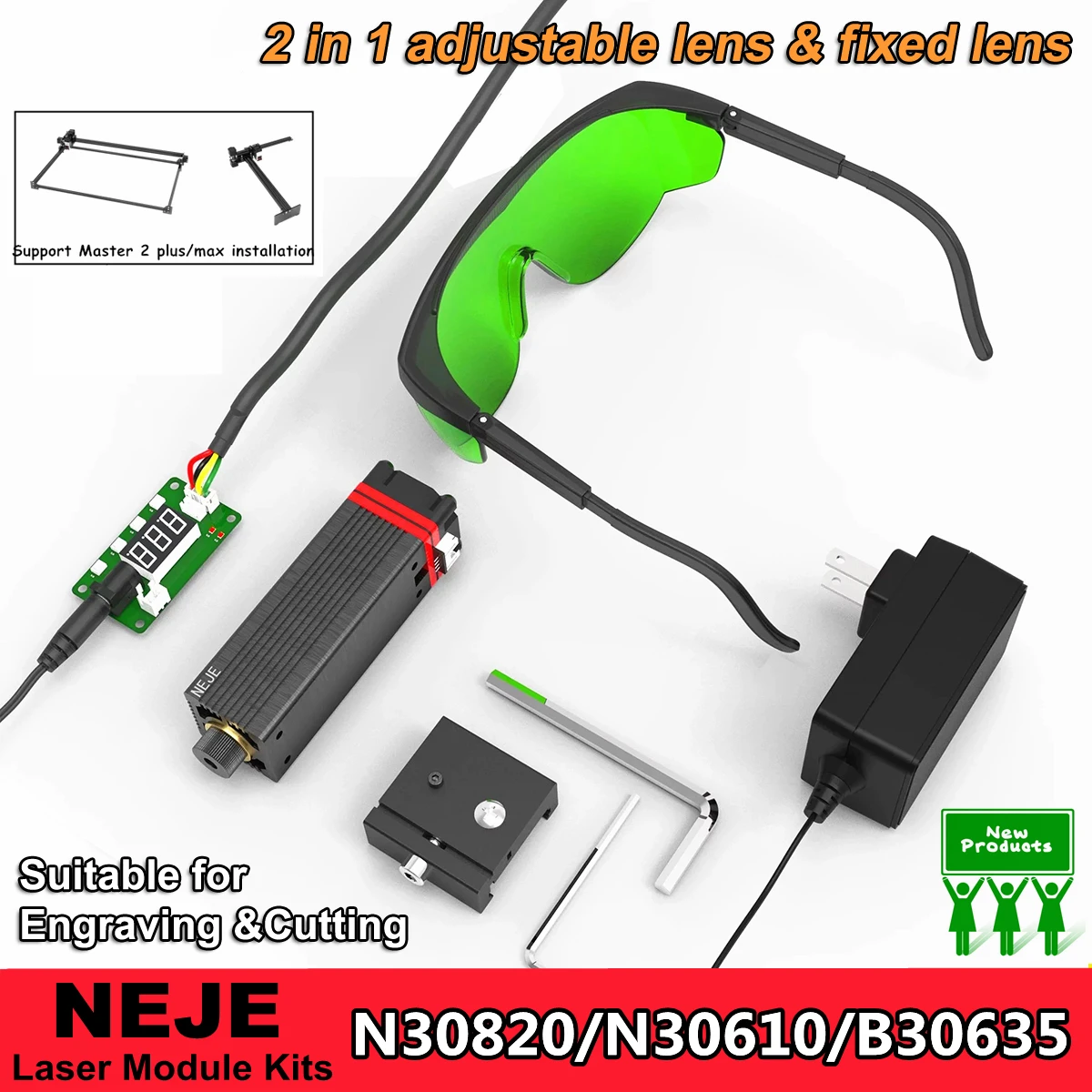 

NEJE 40W Laser Module Kits 450nm Blue Light Cutting Engraving Module Laser Head with TTL / PWM Modulation for DIY Creation Tool