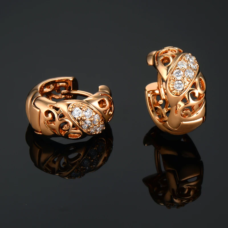 

Pave Cubic Zirconia Hoop Creole Earrings,Classic Style Fashion Jewelry For Women,2017 Gift Gold Color