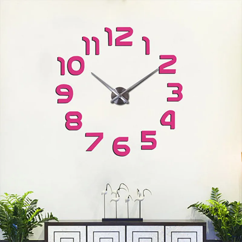 Негабаритные зеркальные наклейки цифровые настенные часы Простой стиль