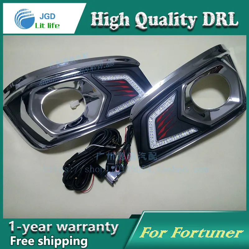 Free shipping !12V 6000k LED DRL Daytime running light case for Toyota Fortuner 2012 2013 fog lamp frame Fog Car styling | Автомобили и