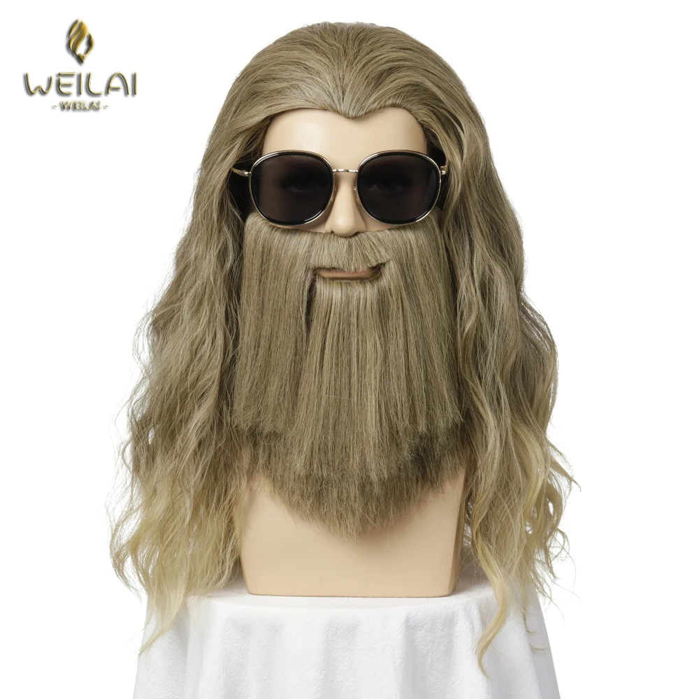 Мужской длинный кудрявый парик WEILAI синтетический термостойкий парики для