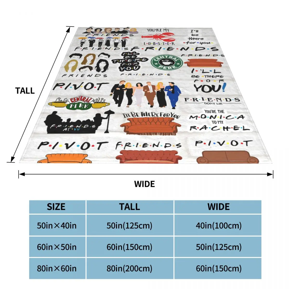 Трикотажное супермягкое покрывало с рисунком из мультфильма Friends Central Perk TV | Дом и