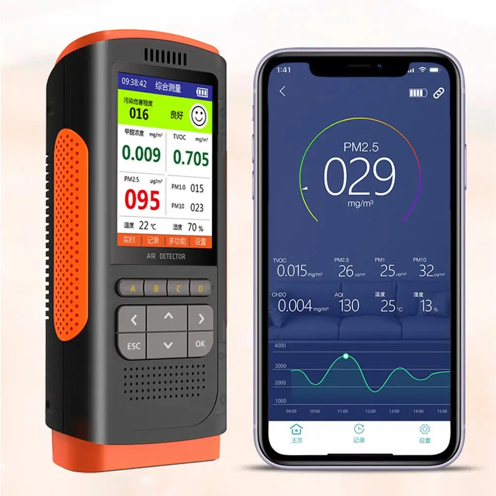 Монитор качества воздуха портативный дисплей детектор формальдегида CO2 PM 2 5