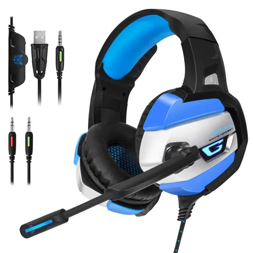 Игровая гарнитура ONIKUMA K5 PS4 розовый объемный звук бас наушники для ПК с микрофоном светодиодный свет для Xbox One/телефона/ноутбука планшета геймера