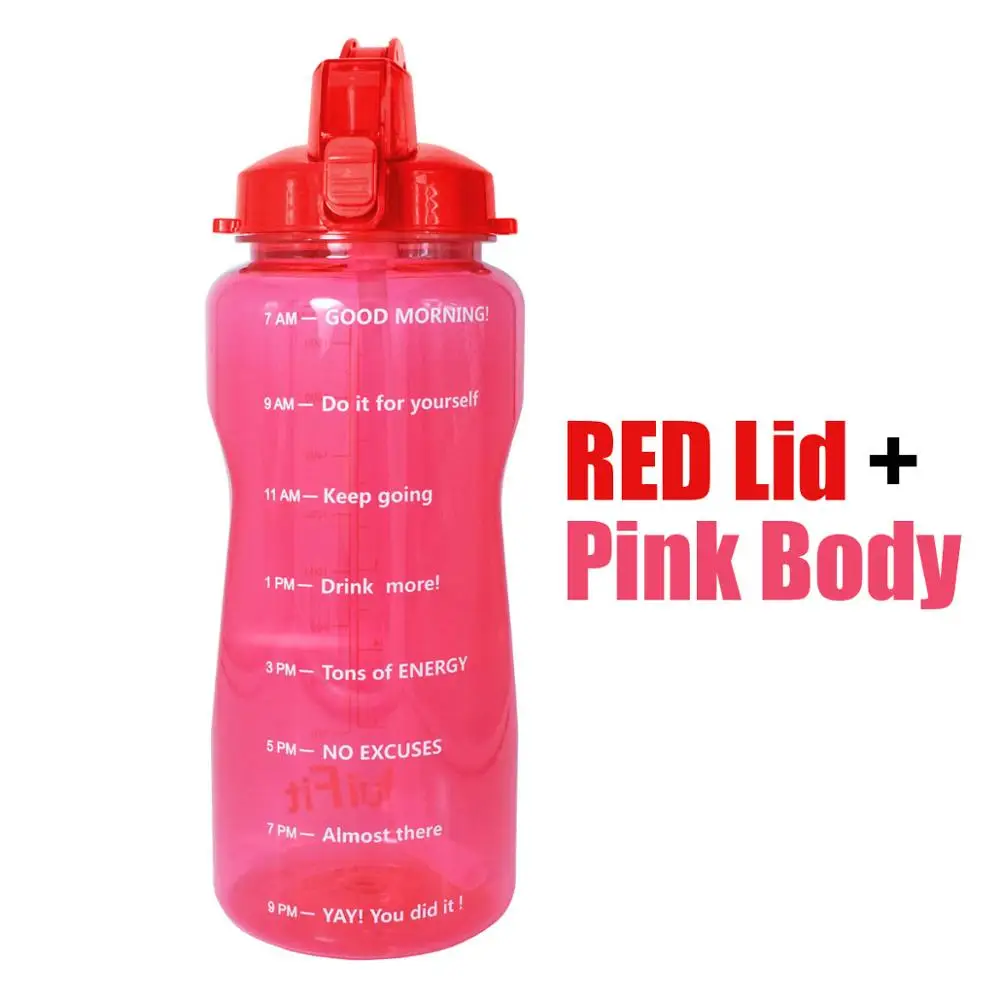 Red Bottle QuiFit 2L 3.8L галлон Тритан Спортивная бутылка для воды с соломинкой большой протеиновый шейкер для напитков бутылки Тыква чашка кувшин BPA бесплатно открытый тренажерный зал - Цвет: Red Bottle