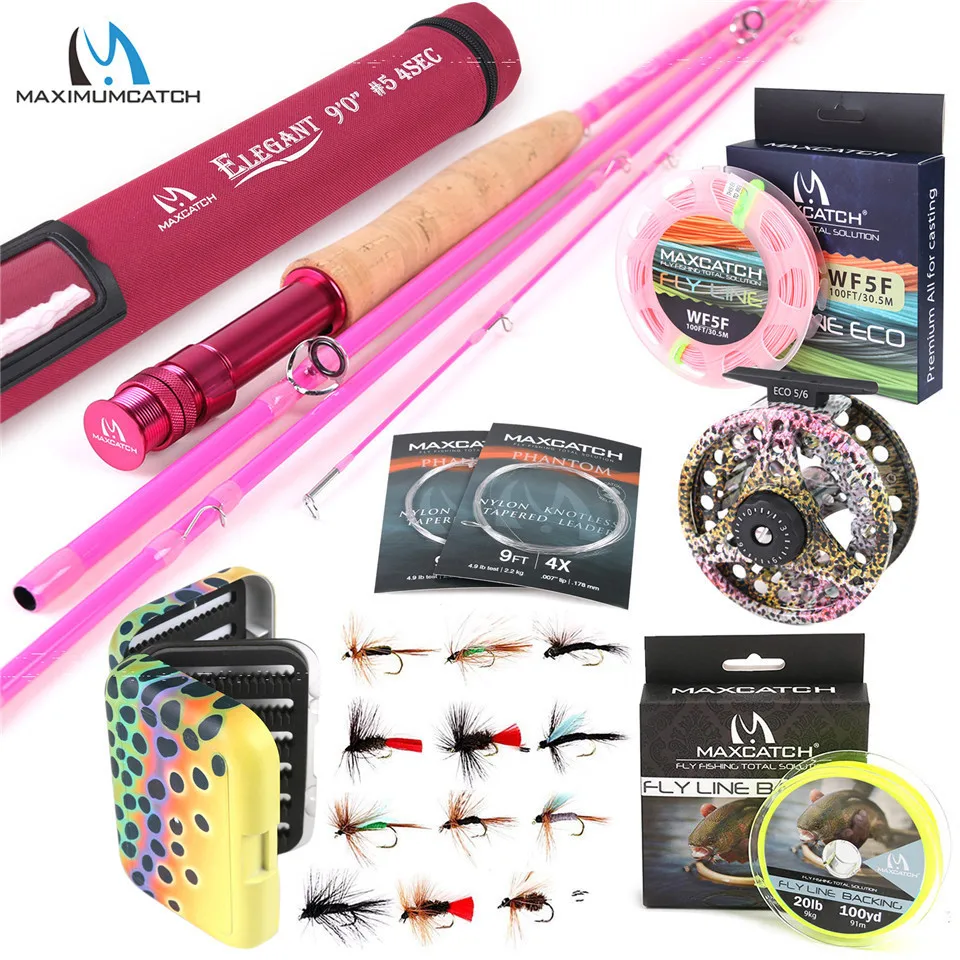 Maximumcatch 6.5FT/9FT 2wt/5wt удочка для ловли нахлыстом 30T углеродное волокно среднего быстрого действия Удочка катушка линия коробка крючки полный комплект