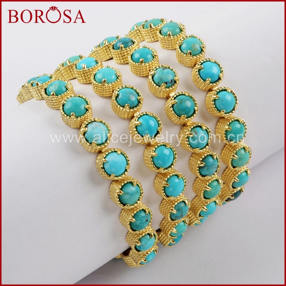 BOROSA 1/2 шт. Новое поступление Золотой Круглый браслет из 20 камней натуральная