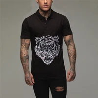 mens t shirt new design hot diamond short sleeve tiger exquisite polo sweatshirt streetwear fitness tops plus size 5xl