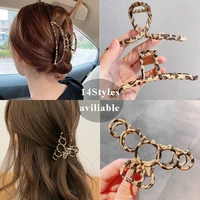 new leopard crabs hair clips 2021 for women fashion metal hair claw girl hollow out geometric butterfly cat ear hair accessories