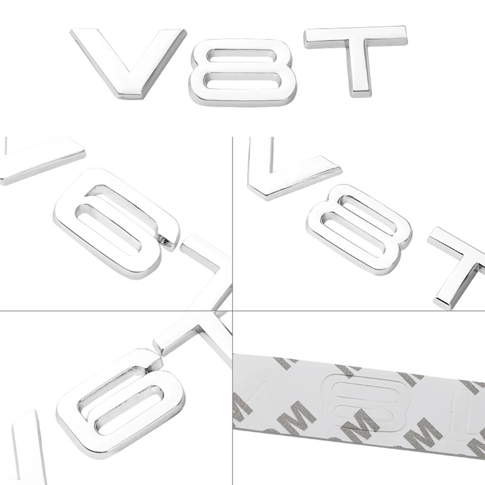 Письмо V8T сбоку наклейка на крыло для Audi A3 A6 C6 A4 B8 A5 A7 A8 A8L TT RS Q5 Q7 эмблемы Стикеры