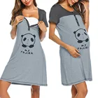 Пижама для беременных женская с коротким рукавом Милая Ночная рубашка с принтом для кормления грудью женское платье Telotuny # L