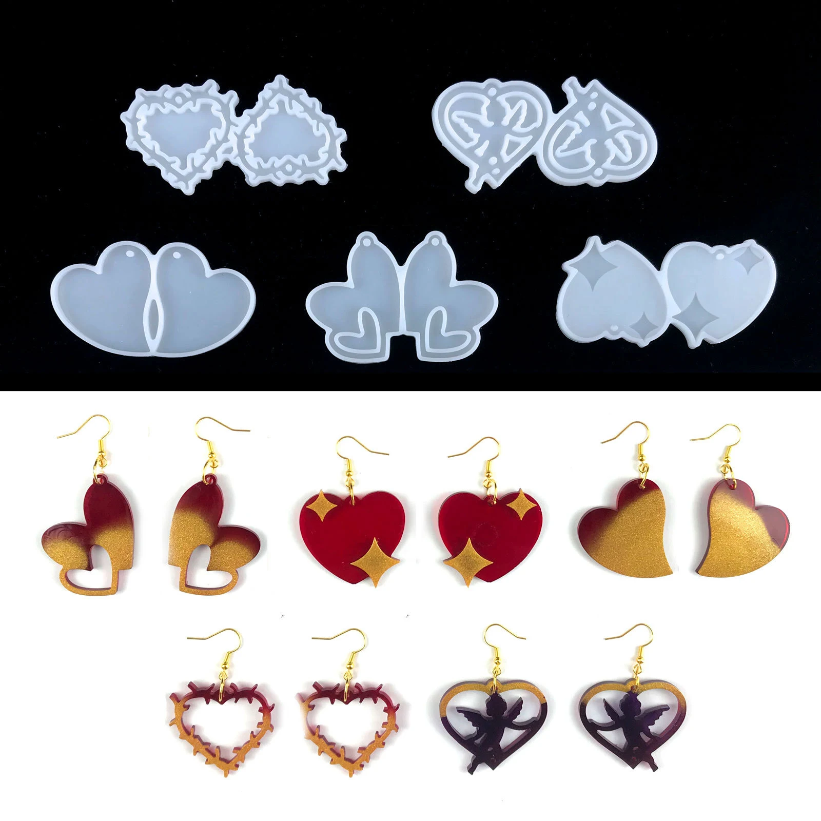 

2022 New Earring Crystal Epoxy Mold DIY Sweater Chain Earring Pendant Decoration Keychain Silicone Molds