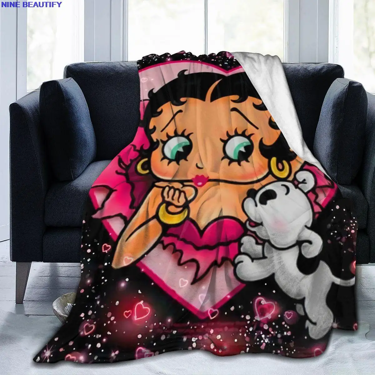 

New 3D-Printed Blanket Betty Flannel Blanket Bed Throw Soft Cartoon Printed Bedspread Bedspread Sofa Gift