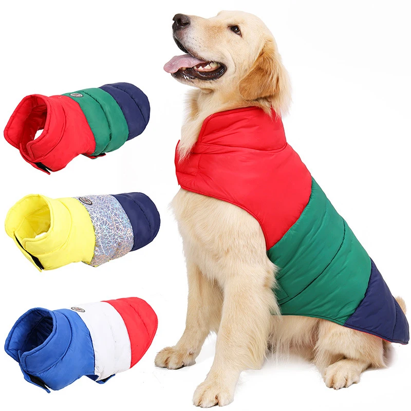 

Cold Proof Dog Clothes Pet Cotton-padded Jacket Thickening Reversible Winter Warm Pets Vest For Middle Large Dog Jacket Coats