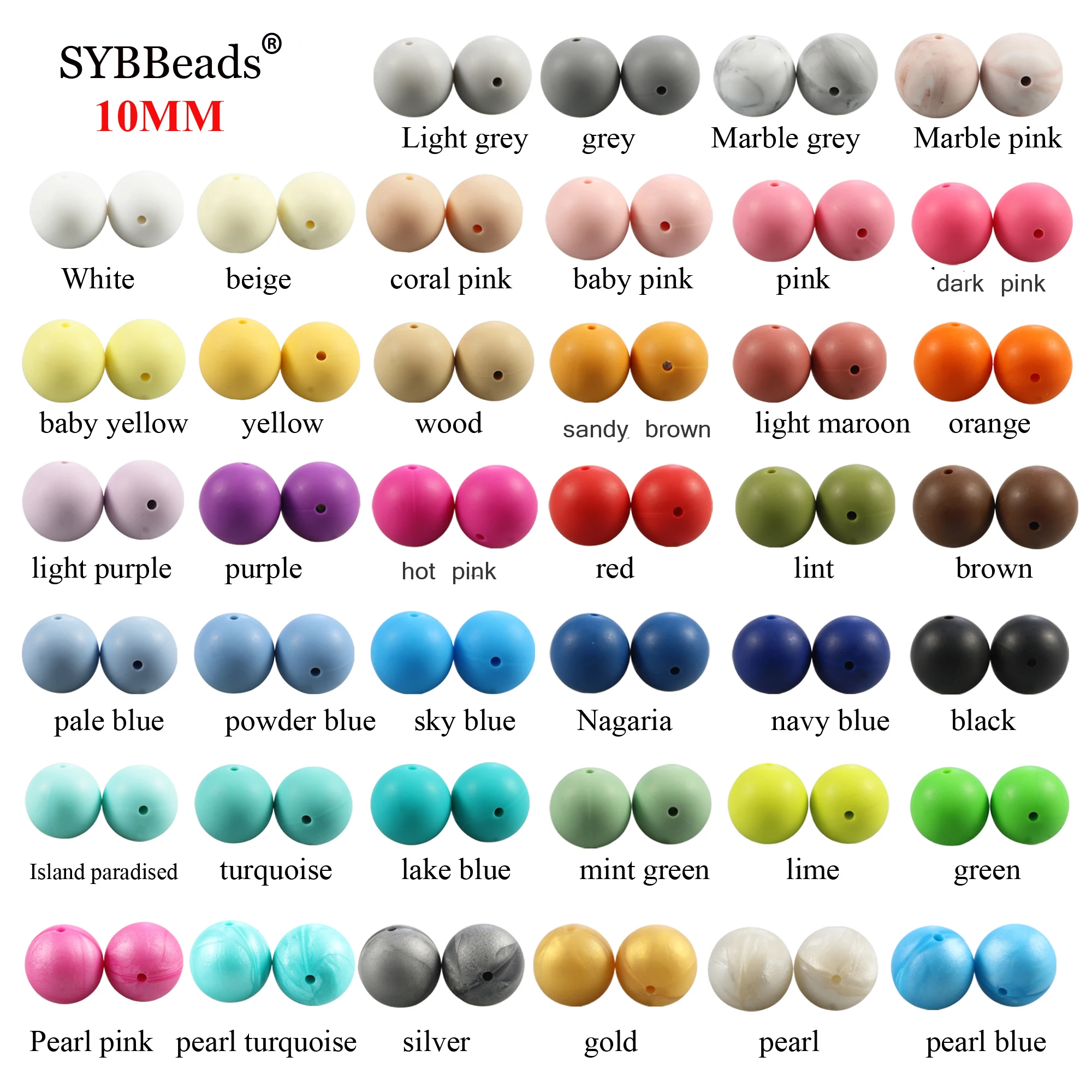 

100pcs 10mm Silicone Beads Baby Teething Teether Mon Necklace Pacifier Clips Holder Accessories BPA Free Silicone Teether