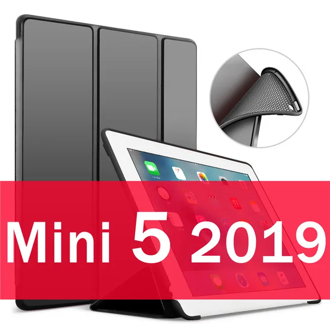Black MINI 5 Чехол для iPad Mini 4 3 2 1 чехол из искусственной кожи Силиконовый мягкий чехол для iPad Mini 2 5 чехол Funda - Цвет: Black MINI 5