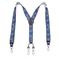 classic men women 4 x back siver hooks with 4 microfiber leather end big clips suspender solid colors 3 5cm width