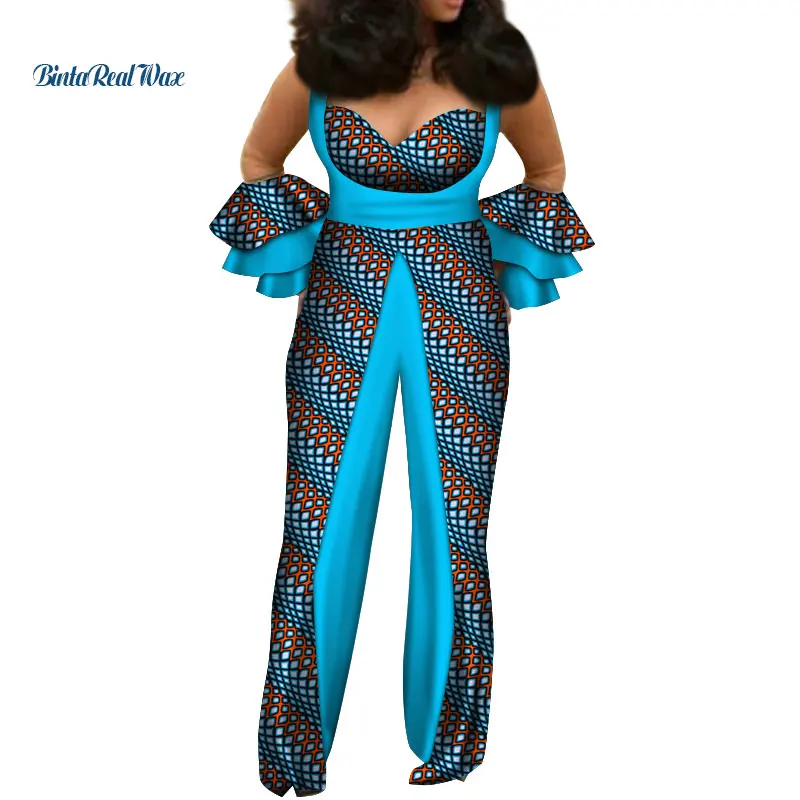 Африканский женский комбинезон богатый лоскутный с принтом оборками на рукавах