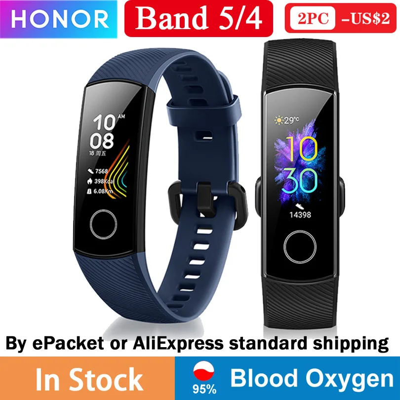 Умный Браслет huawei Honor Band 5, 4, 0,95 дюйма, трекер, умный OLED, для плавания, водонепроницаемый, Bluetooth, фитнес-трекер, сенсорный экран