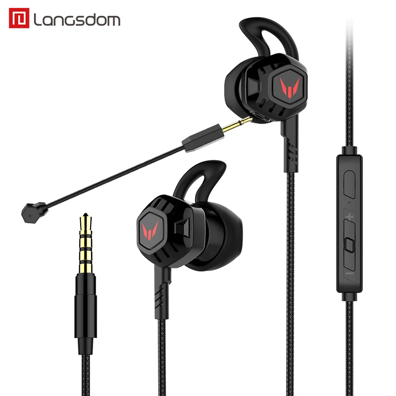 

Langsdom G100X in-ear mobile phone headset with long wheat listening songs eat chicken game earphones