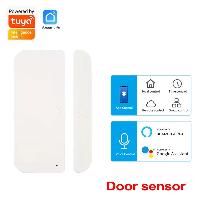 

Смарт-датчик двери Tuya, умный мини-датчик с поддержкой Wi-Fi, с дистанционным управлением через мобильное приложение, совместим с Alexa Google Home
