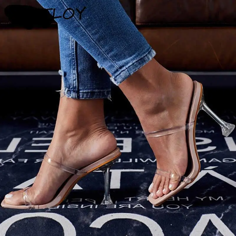 Модные прозрачные женские повседневные тапочки из ПВХ сандалии летние