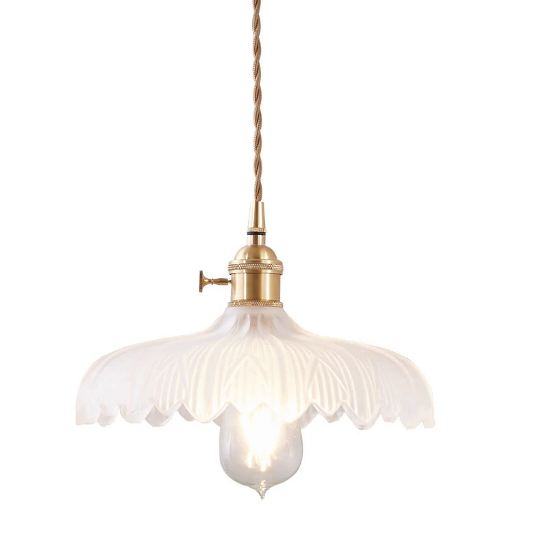 

Japanese-Style Brass Glass Hanging Light Nordic Creative Minimalist Single Head E27 Pendant Lamp For Restaurant Bar Balcony Cafe